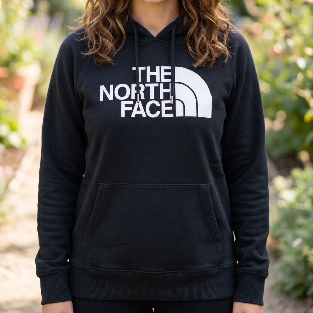 The North Face‎ Womens Pullover Hoodie Black Logo Graphic Fleece Sweatshirt L